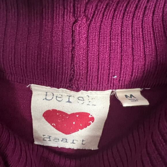 Derek Heart Sweater Juniors M Y2K Puff Shoulder Cowl Neck Career Workwear Casual - Picture 2 of 9